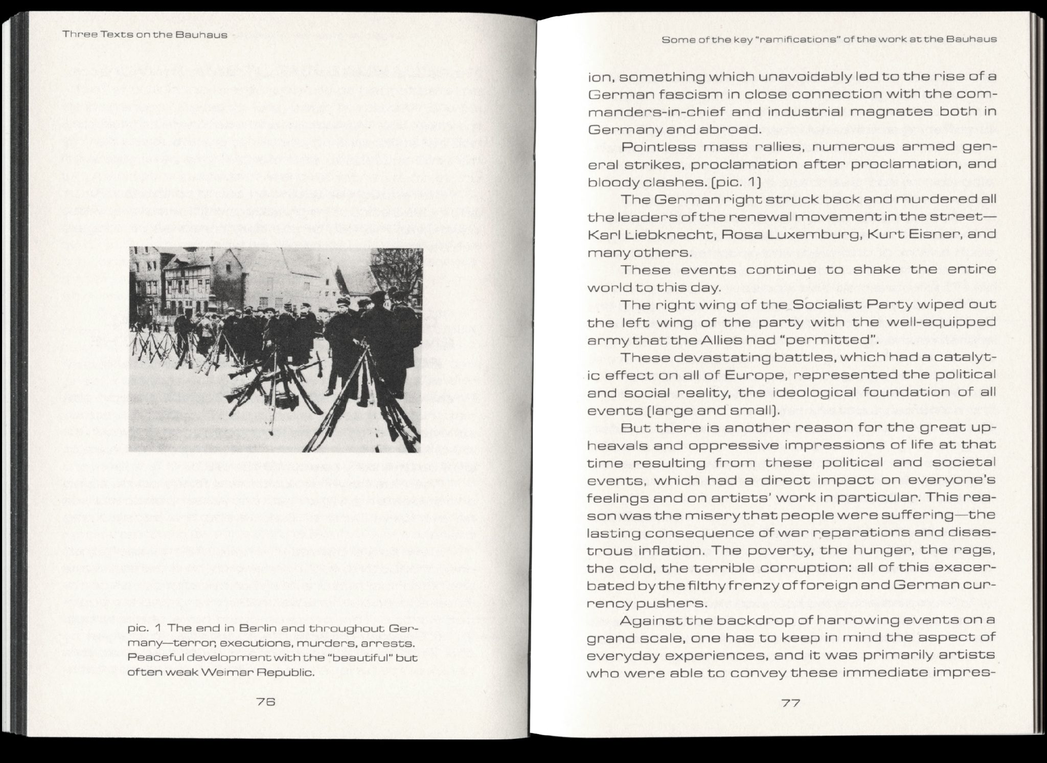 Three texts on the Bauhaus, Layout